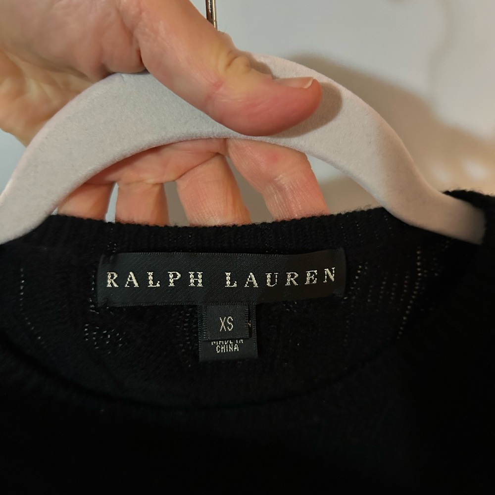 Ralph Lauren Black Label Women’s XS Extra Small Black Cable Knit Peplum Cashmere - Picture 3 of 5
